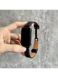 1入黑色折疊式磁扣手帶適用於華為band 8,真皮帶帶磁扣,適用於honor 7,huawei 6 Pro/nfc,男女時尚潮流配件