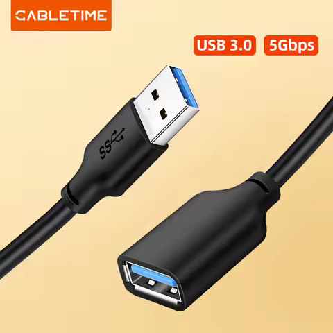 CABLETIME USB Extension Cable USB 3.0 to USB M/F Cable 5Gbps for TV Smart PS4 X box SSD USB Extender