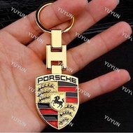 LF Porsche Porsche Copper Keychain 911 918 Gold Plated Key Chain Loop Key holder