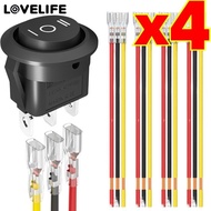 Waterproof Circular Toggle Switch 20mm Hole, ABS Copper SPDT Rocker Switch 12V 3-Pin, 6A/250V AC 10A