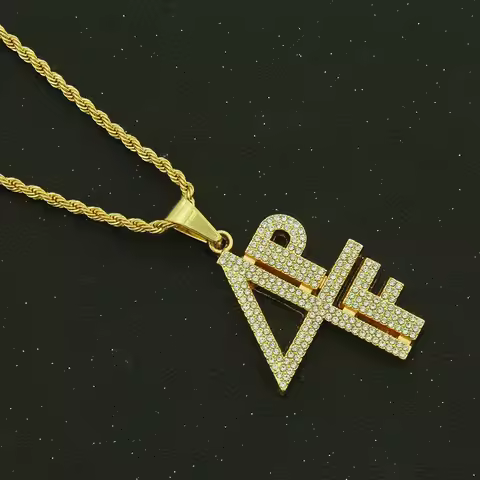 4PF Gold Plated Pendant Necklace for Men Hip Hop Bling Zircon Chain Urban Streetwear Rapper Jewelry 