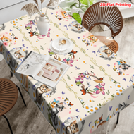 1/20pcs Spring Tablecloth With Cute Cat, Flower And Butterfly Patterns, Soft Pastel Color Tones, Mad