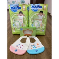 (Combo 2g Molfix diapers - Free Silicon bib) - Applicable to pants M76/L68/XL62/XXl56