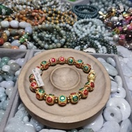 9mm Five Elements Golden Tibetan Mantra Beads Bracelet – Prosperity & Protection Charm