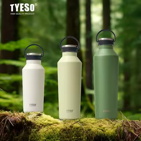 Tyeso Stainless Steel Vacuum Insulated Water Bottles Carry Handle Portable Outdoor Climbing Sport Di