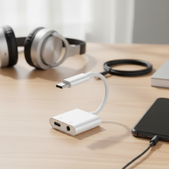 Type-C to 3.5mm Adapter 2 in 1, 60W Fast Charging Earphone Aux Audio Connector