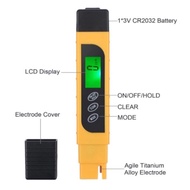Alat Cek Suhu Air Kolam Mandi Ph Pen Tester Pool Digital LCD TDS Water Test Meter With Backlight Tes