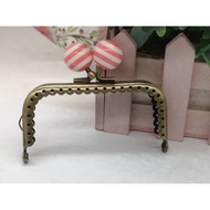 Square Candy Mouth Gold 8.5CM Rubber Beads 1.8cm Striped Head | KJ-8538-Lollipop Heart Handmade Mate