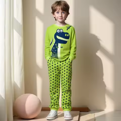 New Pajamas Boys Girls Pajamas Clothing Dinosaur Sets Kids Long Sleeve +Pant Children Home Clothing 
