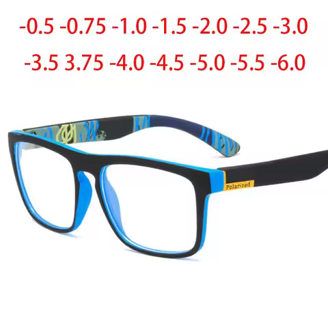 Sport Myopia Glasses Men Photochromic Goggles Glasses Fashion Square Nearsighted Glasses -0.5 -0.75 