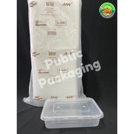 MW S500 - 500ml Rectangular Plastic Disposable Food Container (50pcs±) / Bekas Bungkus Plastik