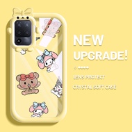 For OPPO A94 4G F19 Pro Reno 5F Reno 5 Lite Case Cartoon Bear Little Bunny Little Monster Softcase Cute Tpu Clear Case Frame camera Protection Casing
