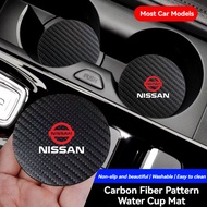 [Ready Stock] 2Pcs/set Nissan Carbon Fiber Car Non-Slip Cup Pad Car Water Coaster Cup Mat Bottle Hol