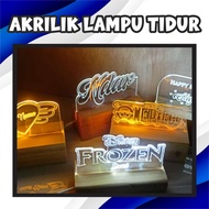 FREE BOX Lampu Akrilik Lampu Tidur Lampu Ulang Tahun HBD Lampu Wisuda Lampu Nama Outline 10 x 5 cm