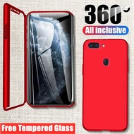 For OPPO R11s Plus CPH1721 Free Tempered Glass 360 Full Coverage Matte Finish Sturdy Hard Acrylic All-around Protection Case