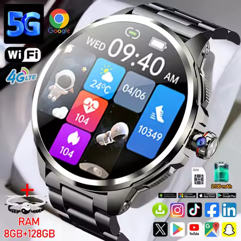 5G/4G Full Network Smart Watch Men 1.95 inch AMOLED Screen 8GB+128GB RAM 900W Camera GPS WIFI Google