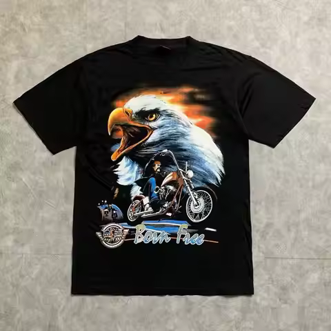 Rock Eagle Born Free Hd Motorcycles 2 Sided 90S Vintage T Shirt 105016