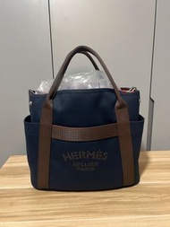 Brand name 全新 愛馬仕 Hermes pansage groom navy blue帆布包  (奶粉袋）