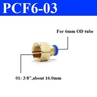 PCF 6-03 Pneumatic Fitting 6mm To Threaded Inside 3/s8 inches