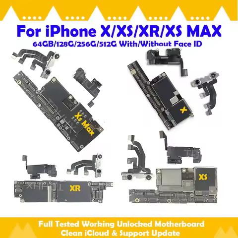 Clean iCloud Mainboard for iPhone XS MAX XR X Motherboard With Face ID Plate Full Tested Working Log
