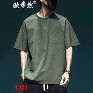 《Men's T-shirt》2024夏季新款冰丝宽松T恤上衣潮流显瘦大码短袖速干韩版上衣国潮8.1YL