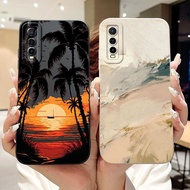 For Vivo Y70s Y70t V2002A Lens Protective Casing Vivo Y 70S 70T 5G New Fashion Sunset Soft Silicon P