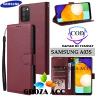SARUNG BUKU FLIP UNTUK SAMSUNG A03S - LEATHER CASE FLIP- WALLET CASE FLIP UNTUK SAMSUNG A03S - CASIN