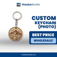 [MIN 5 PCS] Custom Photo Wooden Keychain Gambar Kayu Ukir Hadiah Birthday Couple Anniversary Laser