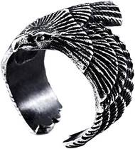 Men's Stainless Steel Hawk Ring Skyhawk Sculpture Biker Band Silver Gold