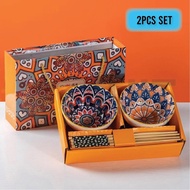 DM Bohemian Style Rice Bowl Porcelain Bowl Soup Ceramic Mangkuk Nasi Sup Nordic Doorgift Wedding Gif