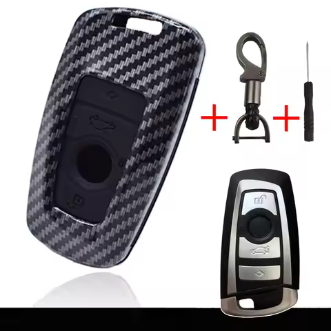 4 Button Carbon Fiber Car Smart Key Fob Shell Cover Case Skin Holder Protector For BMW 1 2 3 4 5 6 7