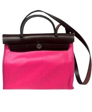 Hermes Herbag 31 膠面防水紫粉紅拼深啡蓋