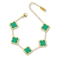 Four Leaf Clover Bracelet for Women 18K Gold Plated Stainless Steel 4 Leaf Lucky Link Bracelet Jewel