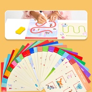 Montessori Writing Training Toy Drawing Line Wipe Clean Activity Book Preschool Educational Kindergarten Toy for Children 3+