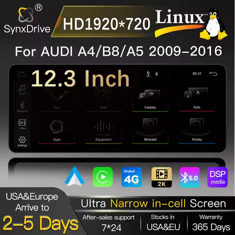 12.3"Ultra Narrow Carplay Car Radio For Audi A4 B6 B7 S4 B7 B6 RS4 Seat Exeo 2002-2008 RS4 B7 Radio 