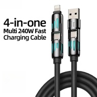 USB Type C lightning-Max 240W Fast Charging and Data Sync MFISH 4-in-1 Multi-Function USB Charging C