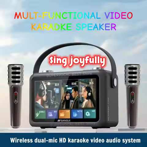 Sansui F58 7-inch MP4 Videos Portable Bluetooth Speaker Large-screen Lyrics Audio Outdoor Karaoke wi