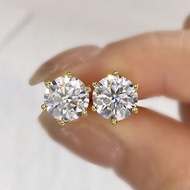 1Pair 6 Claws Classic Earrings 2ct Moissanite Diamond Earrings S925 Sterling Silver Wedding Earrings