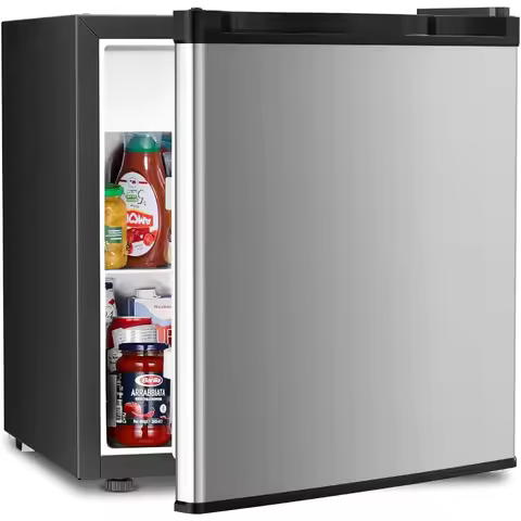 Compact Mini Refrigerator with Freezer and Reversible Door for Bedroom Office Kitchen Storage 1.7 Cu