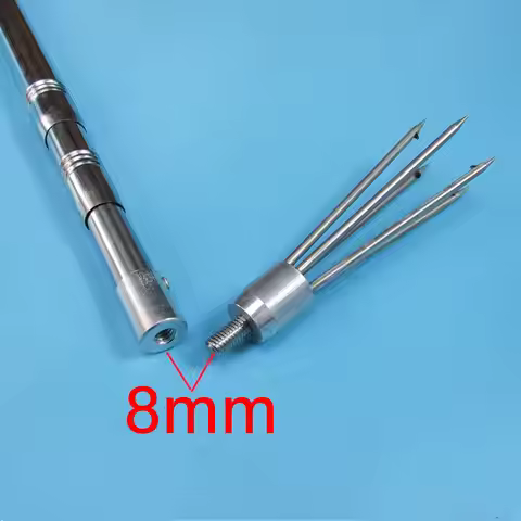 Fish Gig Head Fishing Hook Barb 5 Prong 8mm Thread Fishing Rod Harpoon Tool