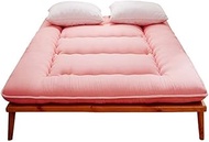 MMLLZEL Thickening Mattress 1.8m Floor Mat Foldable Student Dormitory Tatami Single Double Mattresses King Queen Size (Color : Pink, Size : 180x200cm(71x79in))