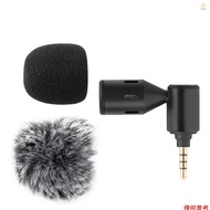 Mini Plug-in Smartphone Microphone Mobile Phone Mic Cardioid Pickup 3.5mm TRRS Plug 90° Angle Adjust