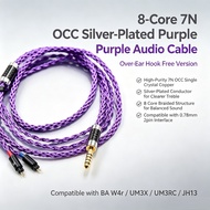 8 Core Silver Plated 4.4mm 3.5mm 6.35mm XLR Earphone Cable For 0.78mm 2pin BA W4r UM3X UM3RC JH13