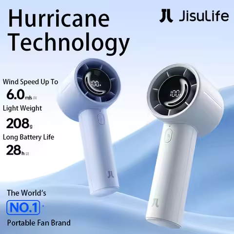 JISULIFE New Arrival Portable Handheld Mini Fan Life10s, 5000mAh Battery Long Lasting Power, 5 Wind