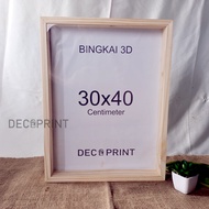 Bingkai 3D Kayu Akrilik 30x40 cm Bingkai Kayu Untuk Mahar Bingkai 3D Jati Belanda Figura Kayu Frame Mahar Kotak Mahar