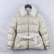 Dior 迪奧 DiorAlps 白色蝴蝶 金屬壓紋 塔夫綢 連帽羽絨外套