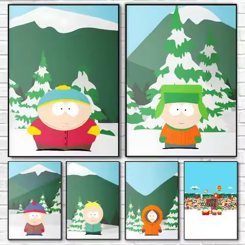 Anime Cartoon S South P-Park Poster Waterproof Wall Art Sticker For Bar Living Room Vintage Room Dec