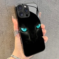 Cool Fierce Wolf Cat Print Tempered Glass Phone Case For iPhone 17 16 15 14 13 12 11 Pro Max 16E XR 