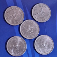 5個 1974 優質輪光英女皇伊利沙伯二世  香港銀色大一元 壹元 $1 硬幣
