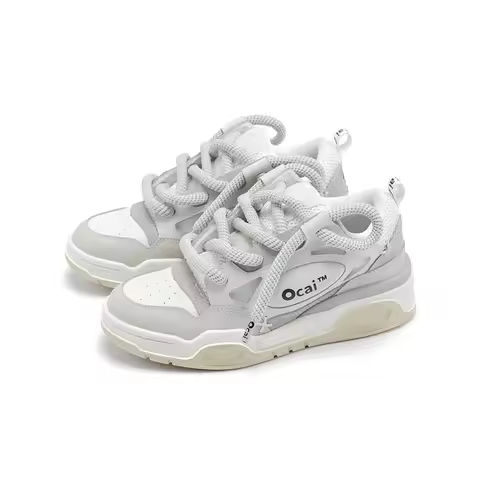 OCAI Spring And Autumn Spring And Autumn Women's Small White Shoes Women's Leather Thick-soled All-m